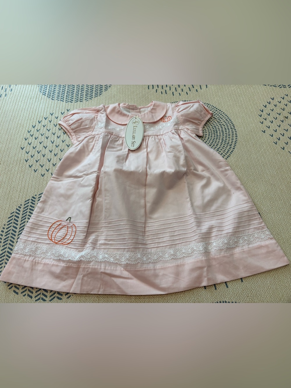 Light Pink Peter Pan Collar Embroidered Pumpkin Formal Dress for Girls